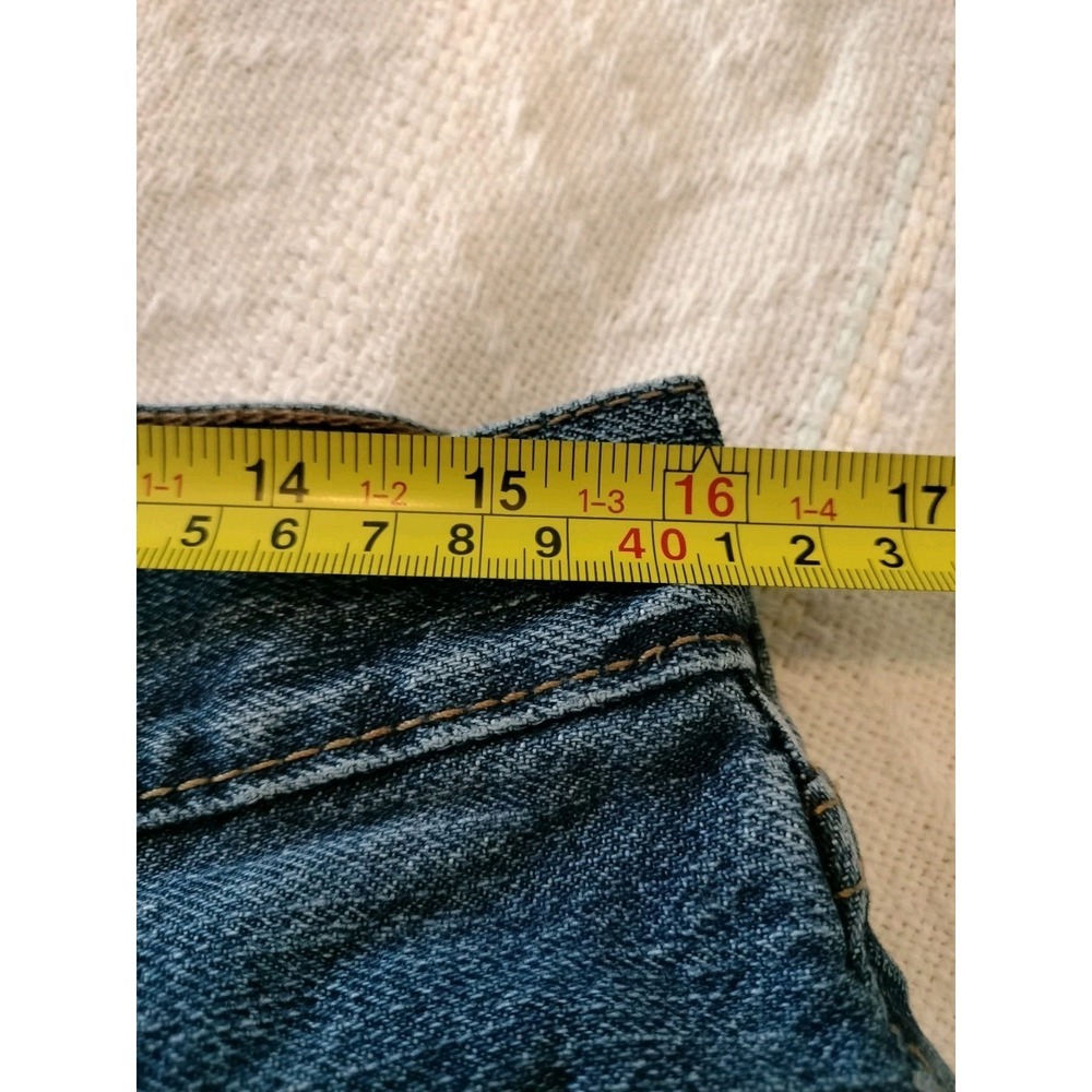 Levis 505 Jean Shorts Mens 34(33) Blue Dark Stonewash WaterLess Regular Fit 10" - Picture 3 of 15